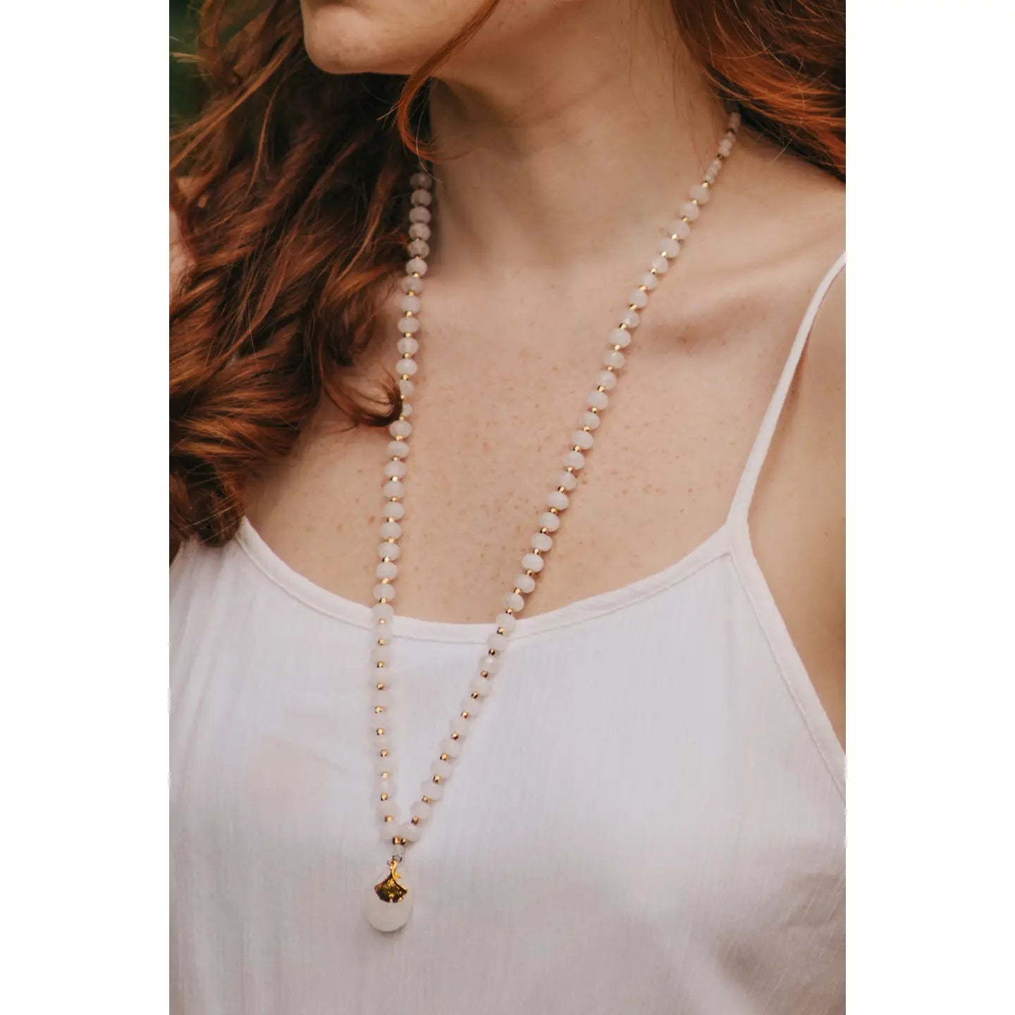 Long Quartz Beaded Necklace