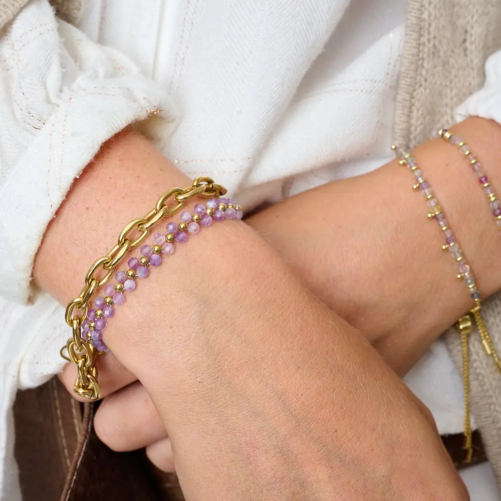 Marisol Amethyst & Gold Beaded Bracelet