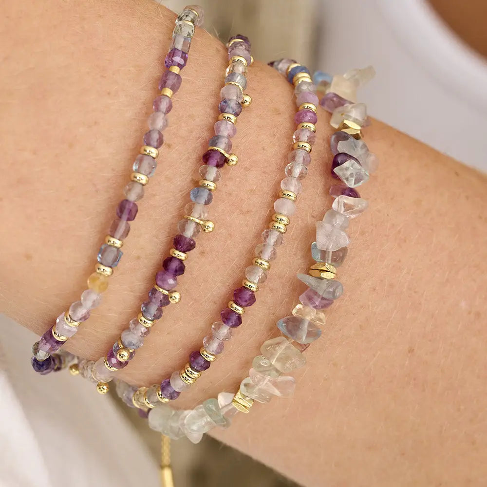 Gold & Rainbow Fluorite Bead Bracelet
