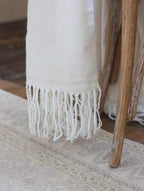 Cream And Beige Tassel Throw