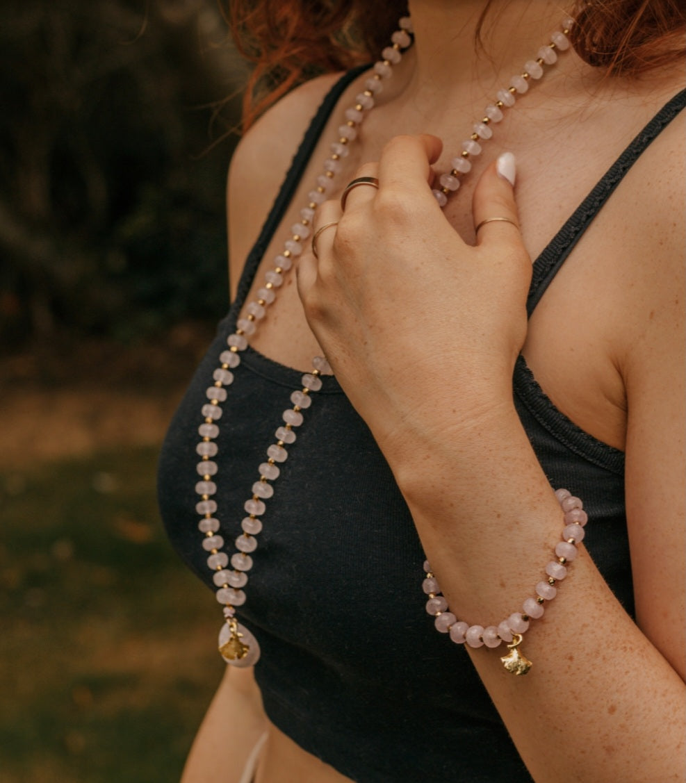 Long Quartz Beaded Necklace