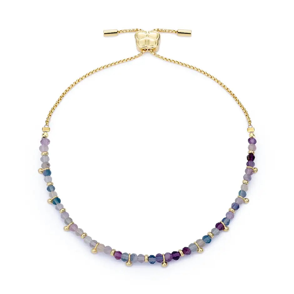 Gold & Rainbow Fluorite Bead Bracelet