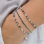 Black Rutilite Silver Gemstone Bracelet