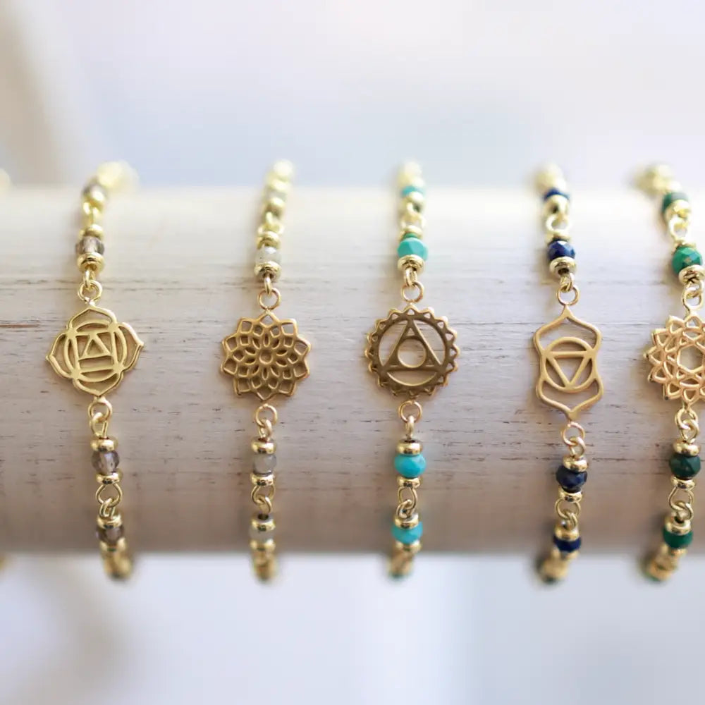 Crown Chakra Gemstone Gold Bracelet