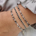 Black Rutilite Silver Gemstone Bracelet
