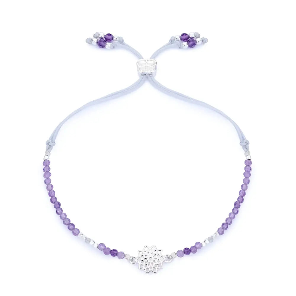 Crown Chakra Amethyst & Labradorite Silver Bracelet