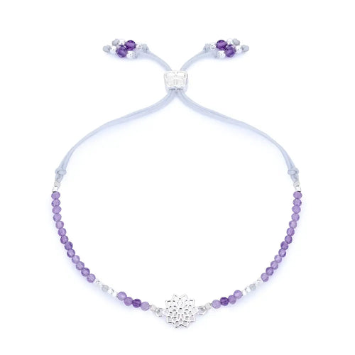 Crown Chakra Amethyst & Labradorite Silver Bracelet