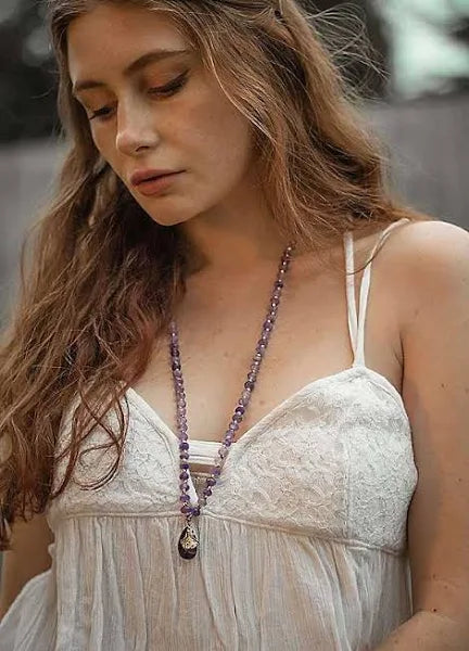 Amethyst Long Beaded Necklace